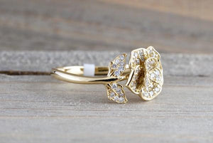 14kt Gold Diamond Flower Petal Floral Ring FR010001