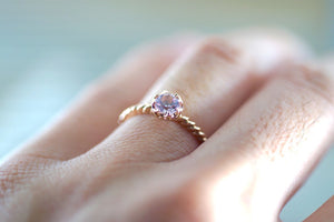 Mandi 14k Rose Gold Round Morganite Diamond Halo Engagement Ring Crown Vintage