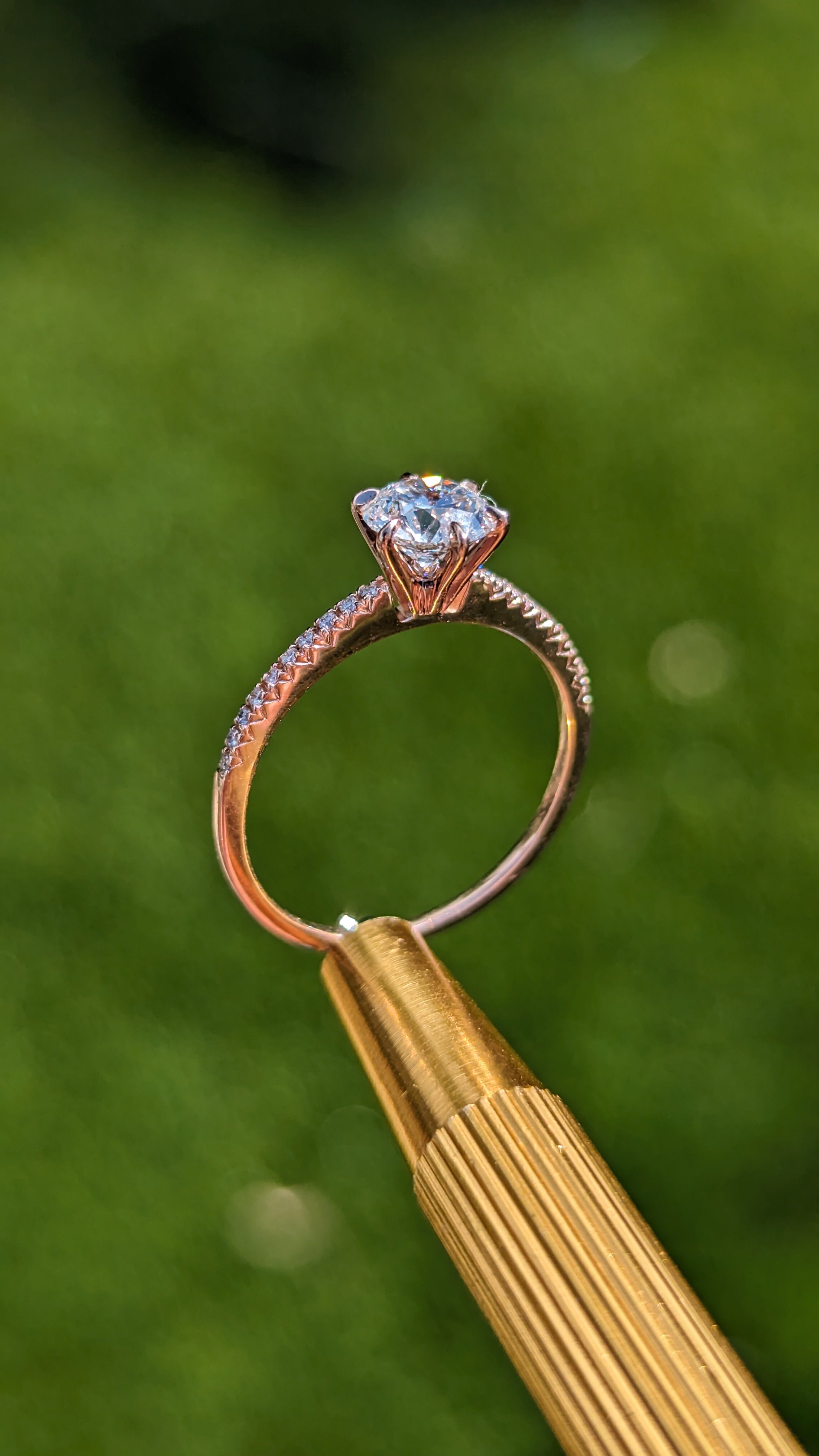 14k Solitaire Diamonds Engagement Ring