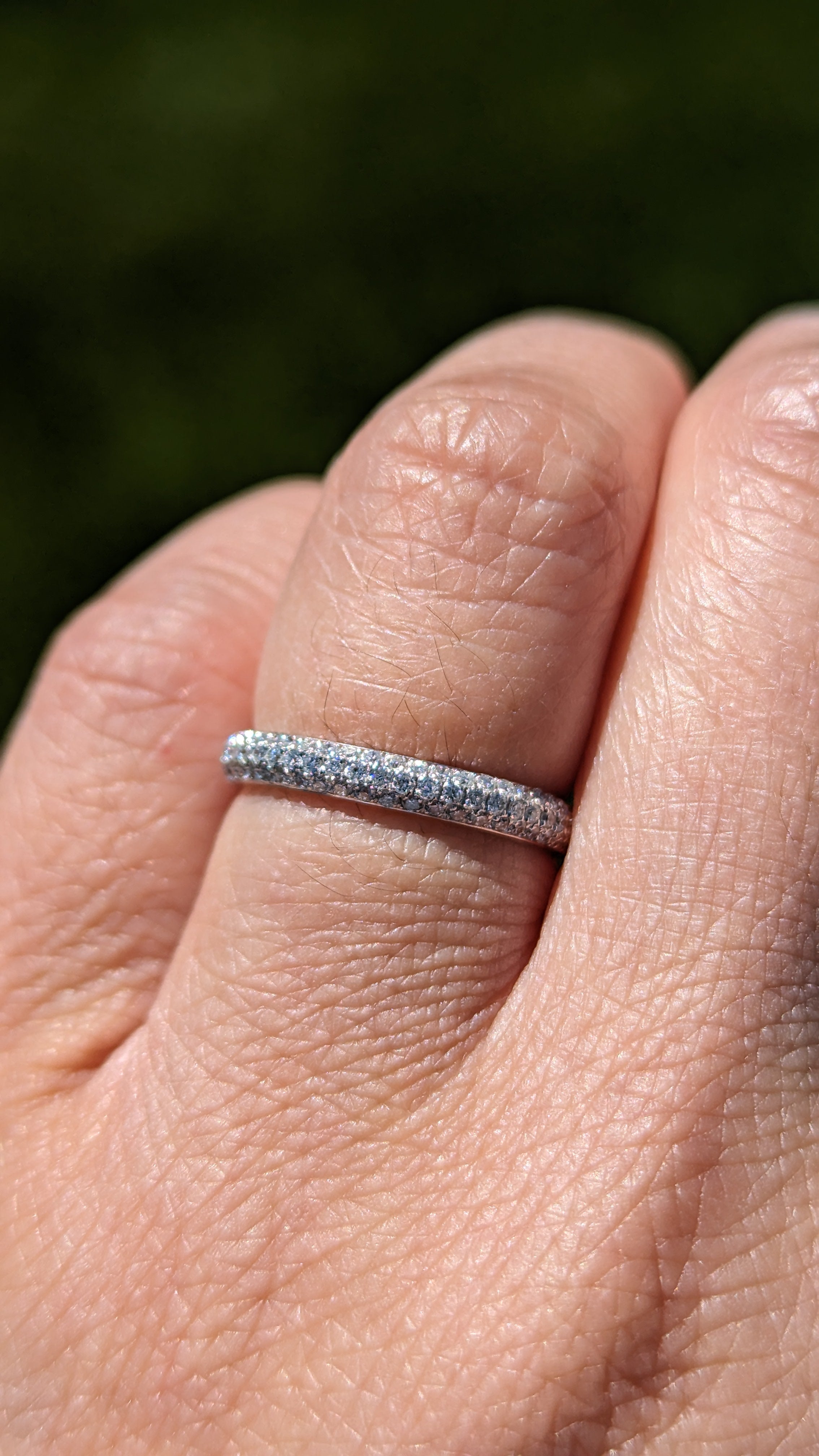 18k White Gold Diamond Micro Pave Wedding Engagement Promise Love Anniversary Band Ring