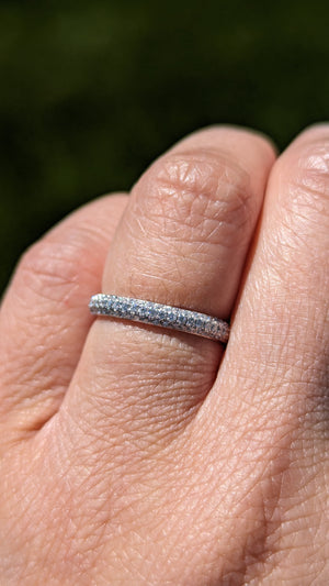 18k White Gold Diamond Micro Pave Wedding Engagement Promise Love Anniversary Band Ring