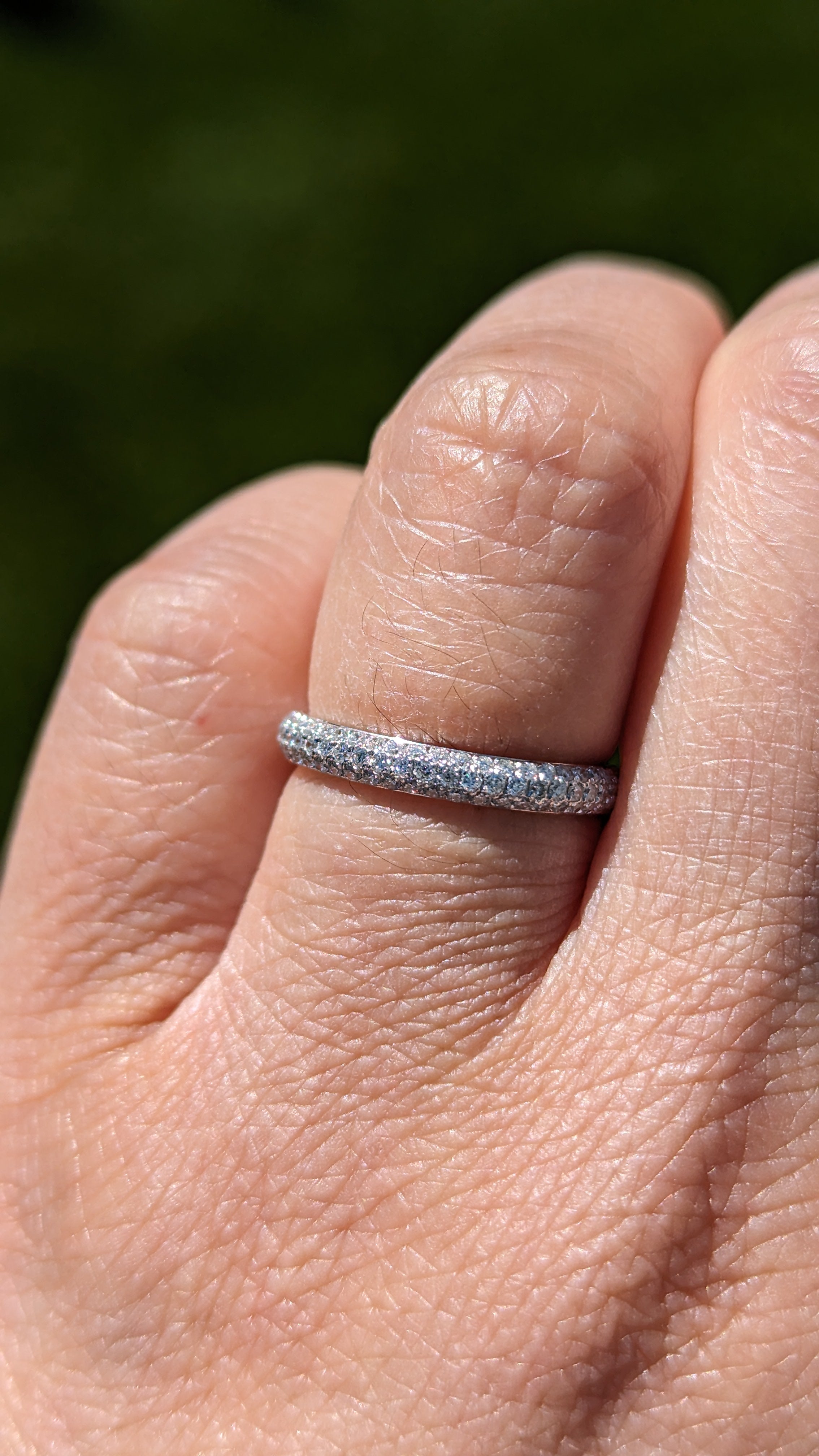 18k White Gold Diamond Micro Pave Wedding Engagement Promise Love Anniversary Band Ring