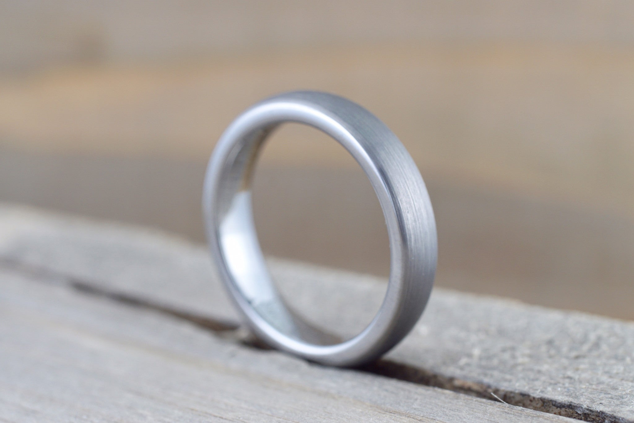 Tungsten Carbide 4mm Domed High Satin Brushed Finish Inside Men's Ring