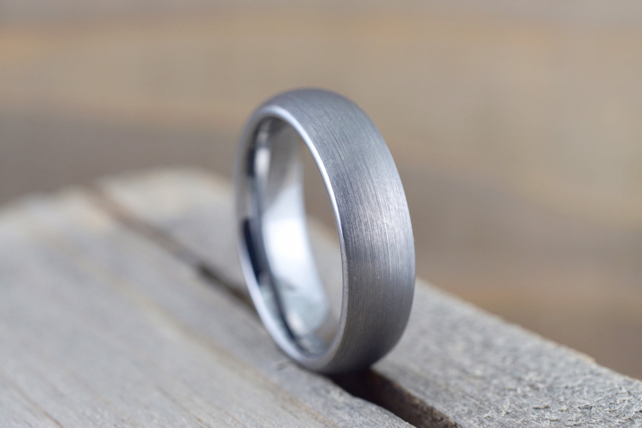 Tungsten Carbide 6mm Domed High Satin Brushed Finish Inside Men's Ring