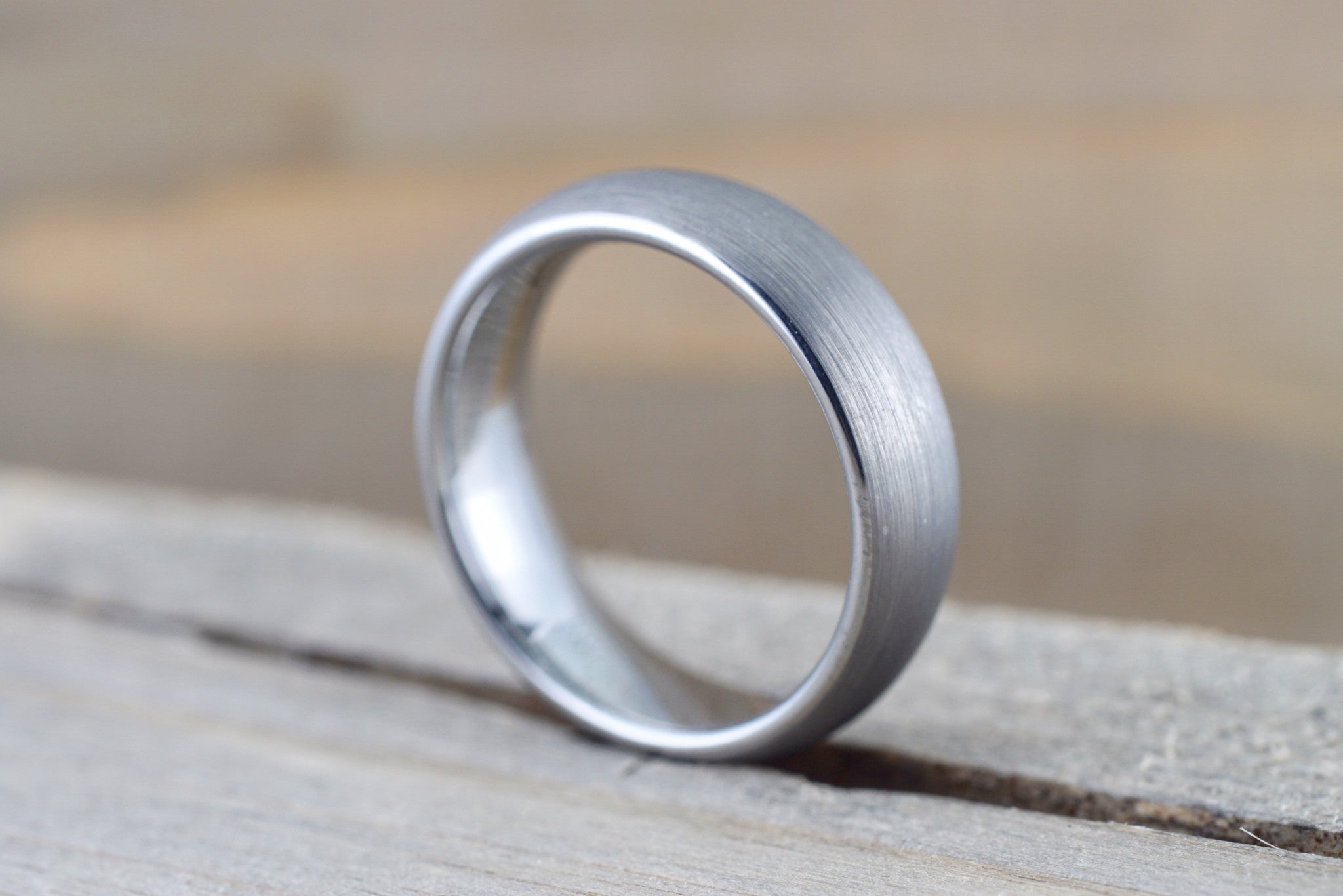 Tungsten Carbide 6mm Domed High Satin Brushed Finish Inside Men's Ring