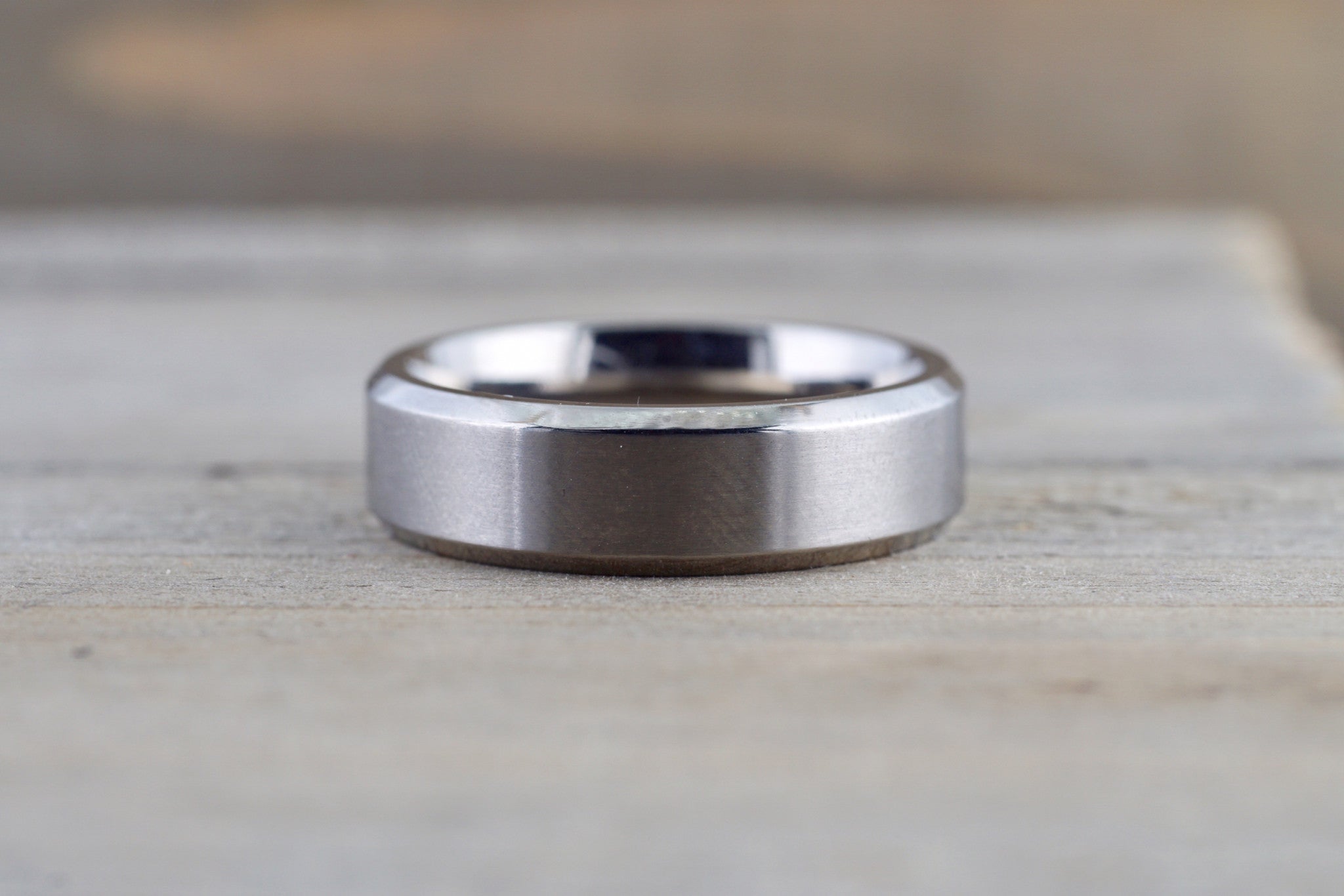 Titanium 8mm Matte Finish Beveled Edge Men's Ring