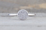 14k White Gold Diamond Pave Disk Stackable Ring Band Promise Anniversary Fashion Rope - Brilliant Facets
