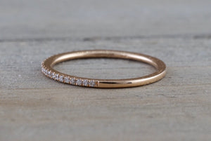14kt Rose Gold 1mm Diamond Ring Band Wedding Engagement Stack Dainty