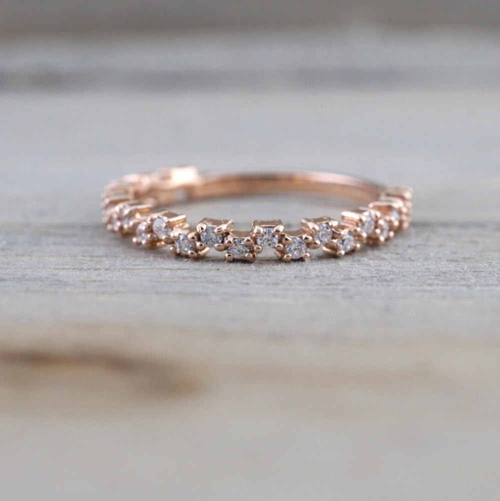 14k Rose Gold Diamond Band Ring 3/4 Engagement Wedding Love Promise Band - Brilliant Facets