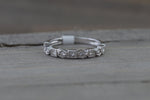 14K White Gold Art Deco Diamond Wedding Milgrain Etching Vintage Classic Ring - Brilliant Facets