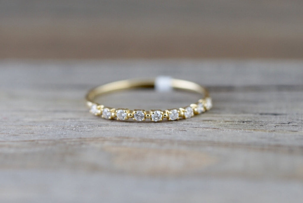 14kt Yellow Gold Diamond Ring Band Wedding Engagement Stack Dainty