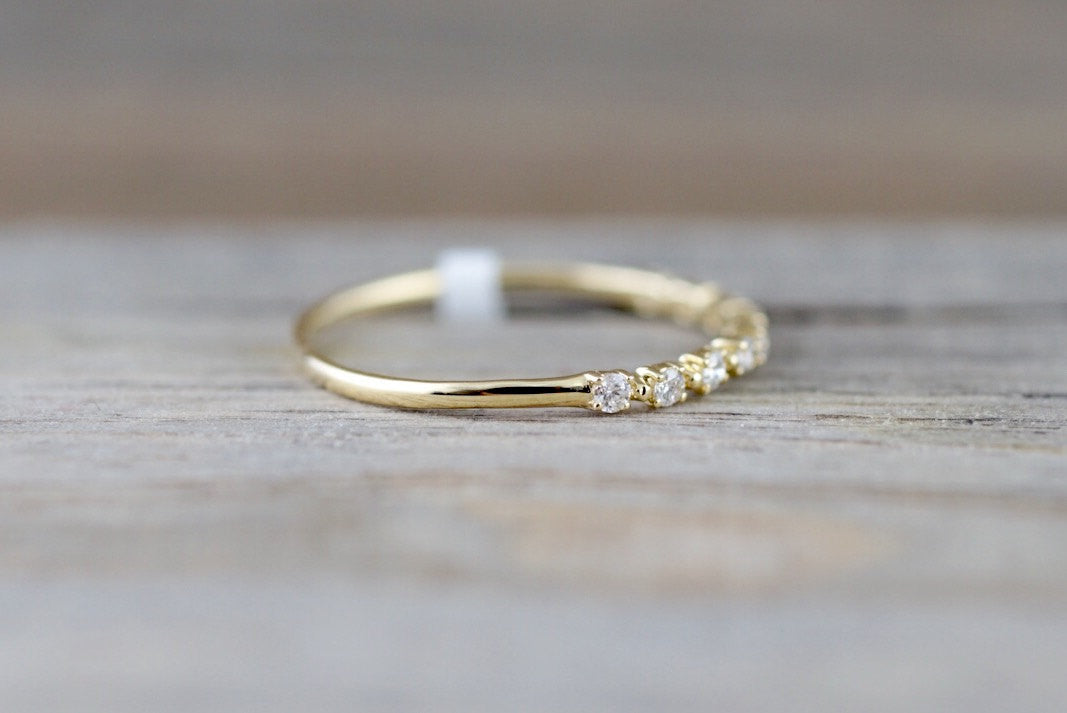 14kt Yellow Gold Diamond Ring Band Wedding Engagement Stack Dainty