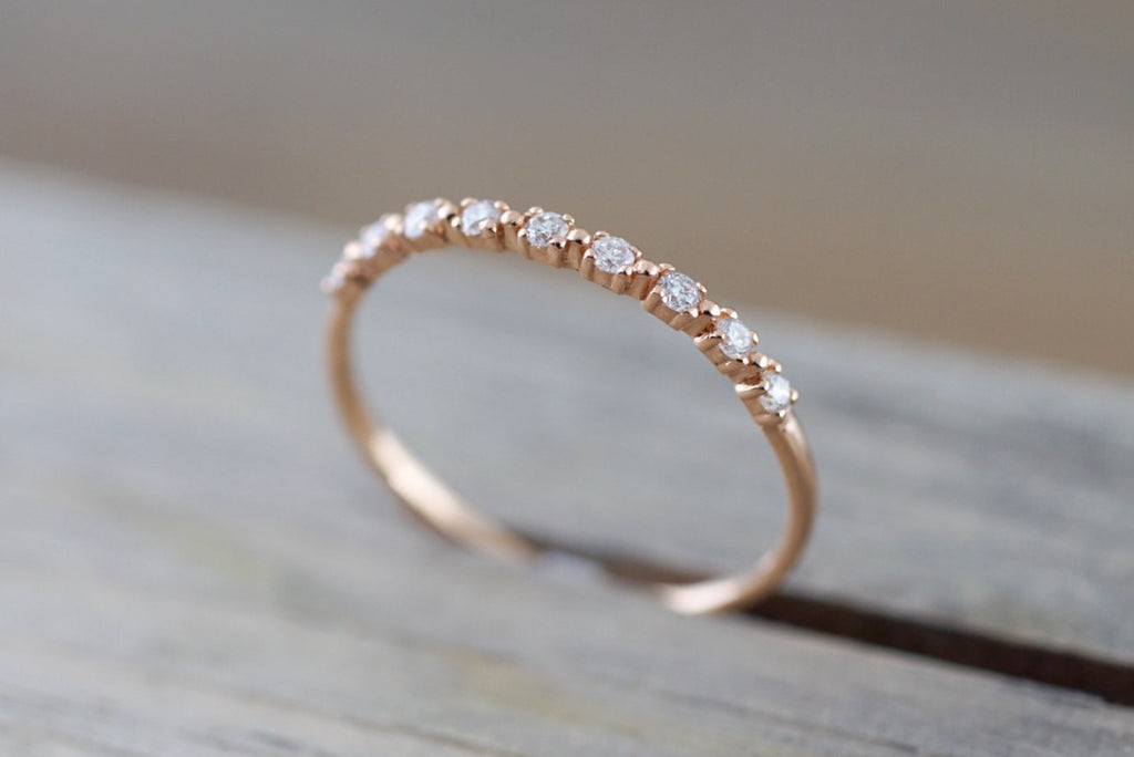 14kt Rose Gold Diamond Ring Band Wedding Engagement Stack Dainty