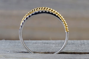 14k White Yellow Gold Diamond Twist Band Ring Engagement Wedding Promise