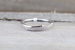 14k White Gold Diamond Pave Polished Stackable Ring Band Promise Anniversary Fashion Rope - Brilliant Facets