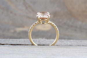 Diamond Oval Morganite Engagement Ring Band  11x9 Solitaire