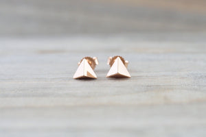 14k Rose or Yellow Gold Pyramid Triangle Stud Earring Studs 3d Point ERTRI3DR - Brilliant Facets
