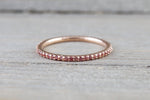 14k Rose Gold Peach Sapphire Dainty Thin Eternity Band Wedding Engagement Stackable Ring - Brilliant Facets