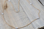 18k Rose and White Gold 5 Diamond Necklace Chain Dainty 16inches