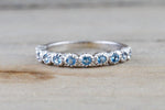 14k White Gold Round Aquamarine Vintage Milgrain Etch Etching Ring Antique Filigree Band Bezel