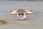 14k Rose Gold Oval Morganite Flower Petal Solitaire Engagement Wedding Ring - Brilliant Facets