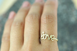 14k Yellow Gold Polished Love Ring Band Promise