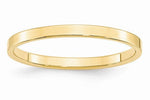 14kt Solid Gold Flat Wedding Band 2mm Width