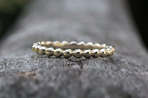 14kt Solid Yellow Gold 2mm Twined Bead Ball Rope Stackable Ring Band Wedding Engagement