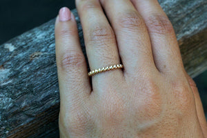 14kt Solid Yellow Gold 2mm Twined Bead Ball Rope Stackable Ring Band Wedding Engagement