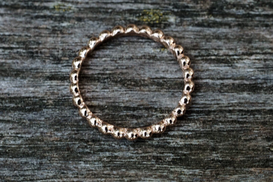 14kt Rose Gold 2mm Bead Ball Rope Stackable Engagement Wedding Ring Band