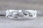 14k White Gold 3/4 Diamond Infinity Intertwined Braided Band Promise Ring - Brilliant Facets