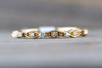 14K Yellow Gold Dainty Thin Stackable Diamond Vintage Classic Arch Shaped