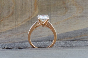 8mm 18k Rose Gold Solitaire Round Moissanite Diamond Promise Ring Charles & Colvard ER010004