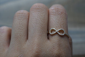 14k Yellow Gold Diamond Pave Polished Infinity Love Symbol Ring