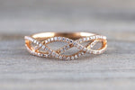 18k Rose Gold Diamond Infinity Intertwined Band Ring Wedding Anniversary Promise