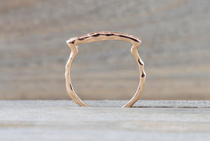 14kt Rose Gold Diamond Hammered Band Ring