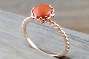 Mandi Coral 14k Rose Gold Round Engagement Promise Ring Anniversary Wedding Crown