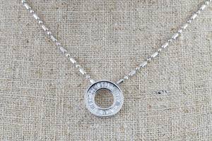 18k White Gold Baguette Slider Circle Disc Disk Diamond Invisible Necklace Pendant Charm
