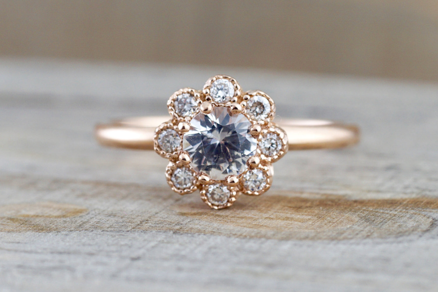 Caroline Ellen 20 & 22K Gold Bezel-Set Round White Sapphire Ring – Peridot  Fine Jewelry