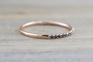 14k Rose Gold Black Micro Pave Diamond Band Ring - Brilliant Facets