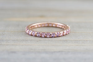 14k Rose Gold Pink Sapphire Eternity Band Ring - Brilliant Facets