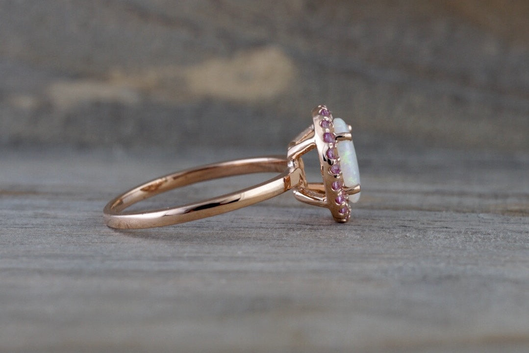 Oval Pink Sapphire Ring in Rose Gold - Gardens of the Sun