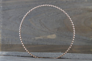 14k Solid Rose Gold Bead Dot Charm Bracelet Dainty Love Gift Fashion Open Cuff Bangle - Brilliant Facets
