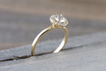 14k Yellow Gold Round White Topaz Diamond Halo Engagement Ring Crown Vintage 5mm