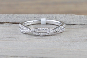14k White Gold Infinity Twist Cross Eternity Crossover Diamond Engagement Ring RR010002