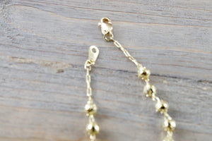 14k Yellow Gold Bead Ball Diamond Cut Charm Rosetta Cross Charm Bracelet Dainty Love Gift Fashion