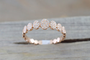14kt Rose Gold Pave Oval Diamond Band Ring Band RR010088