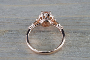 14k Rose Gold Dainty Round Morganite Diamonds Ring - Brilliant Facets