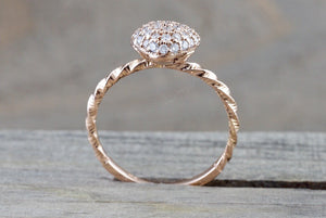 14k Rose Gold Diamond Puff Micro Pave Heart Anniversary Promise Love Ring Band Fashion - Brilliant Facets