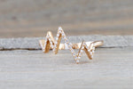 18 karat Rose Gold Diamond Heart Beat Row Zig Zag Ring Band Cocktail